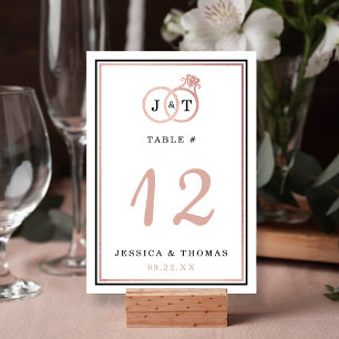 Chic Faux Roos Gold Foil Monogram Weddenschappen Kaart