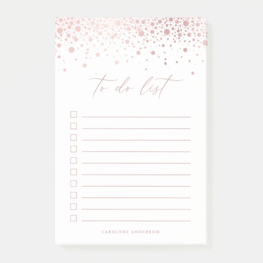 Chic Faux Roos Gold Folie Confetti Dot Gepersonali Post-it® Notes (Voorkant)