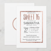 Chic Faux Roos Gold Sweet 16 Kaart (Voorkant / Achterkant)