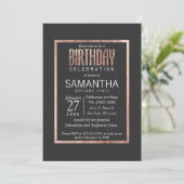 Chic Faux Rose Gold Anniversaire Invitations (Debout devant)