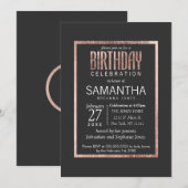 Chic Faux Rose Gold Anniversaire Invitations (Devant / Derrière)