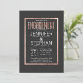 Chic Faux Rose Gold Engagement Party Invitations (Debout devant)