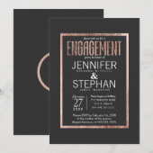 Chic Faux Rose Gold Engagement Party Invitations (Devant / Derrière)