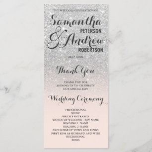 Chic faux Silglitter ombre Wedding Programme Programma