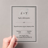 Chic Faux Silver Foil Monogram Weddenschappen Acryl Uitnodigingen (Insitu (Draagbaar))