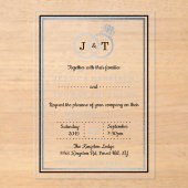 Chic Faux Silver Foil Monogram Weddenschappen Acryl Uitnodigingen (Voorkant)