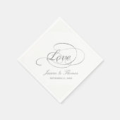 Chic Faux Silver Foil Wedding Reception Sjabloon Servet (Hoek)