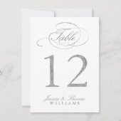 Chic Faux Silver Foil Wedding Table Number Kaarten (Voorkant)