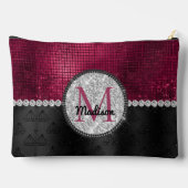 Chic faux Silver Glitter Burgundy Black monogram Etui (Achterkant)