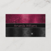 Chic faux Silver Glitter Burgundy Black monogram Visitekaartje (Voorkant)
