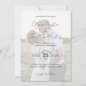 Chic Faux Vellum Effect Foto QR Code RSVP Weddensc Kaart (Voorkant)