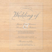 Chic Faux Zilveren Folie Script Wedding Acryl Uitnodigingen (Voorkant)