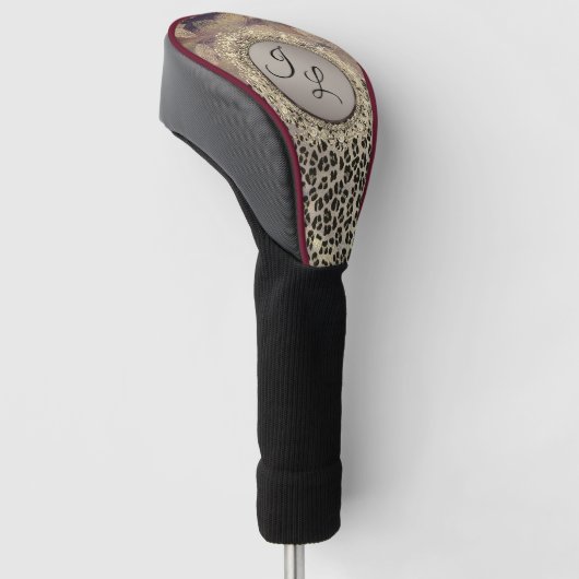 Chic Feathers met Leopard Print Monogram Golfheadcover (Schuin)
