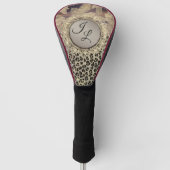 Chic Feathers met Leopard Print Monogram Golfheadcover (Voorkant)