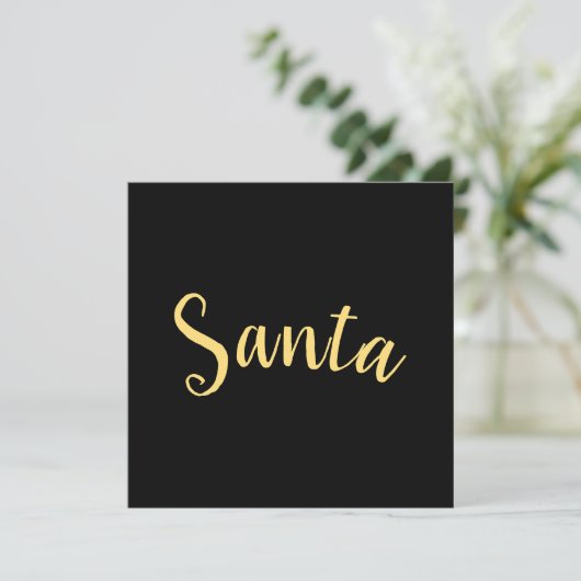 Chic feestelijke moderne Santa Script zwarte achte Feestdagenkaart (Staand voorkant)