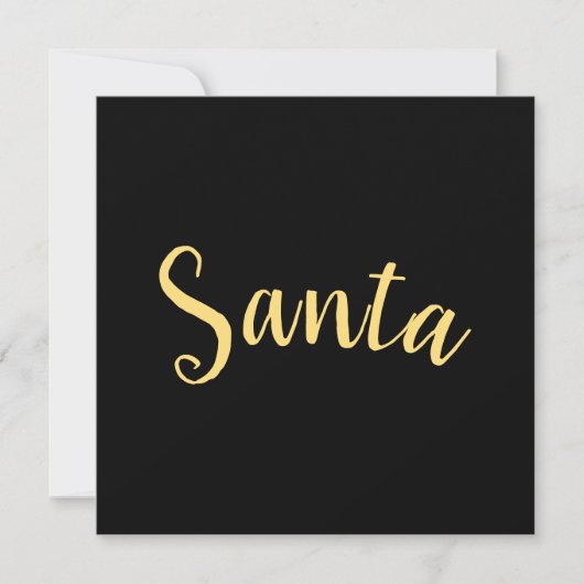 Chic feestelijke moderne Santa Script zwarte achte Feestdagenkaart (Voorkant)