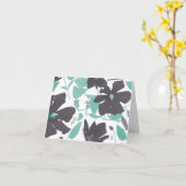 Chic Feminine Blauwgroen Grey Floral Pattern Kaart (Gele Bloem)