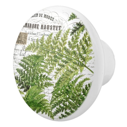 Chic  Ferns & French Document Script Knob Keramische Knop (Rechts)