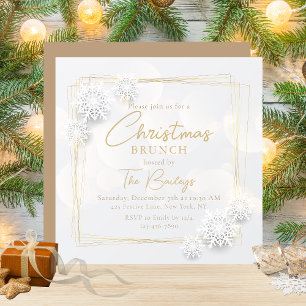 Chic Festive Holiday Snowflakes kerst Brunch Kaart