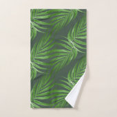 Chic Feuilles de palmier vert botanique sur vert f (Serviette à main)