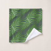 Chic Feuilles de palmier vert botanique sur vert f (Gant de toilette)