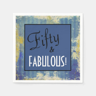 Chic Fifty en geweldig! 50ste verjaardag Blauw Servet