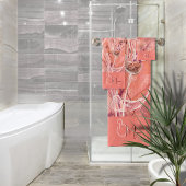 Chic Fille Pêcher rose Fleurs Monogramme