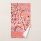 Chic Fille Pêcher rose Fleurs Monogramme (Serviette à main)