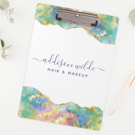 Chic Fire Opal Rainbow Gemstone Business Klembord