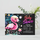 Chic Flamingo Baby shower Kaart (Staand voorkant)