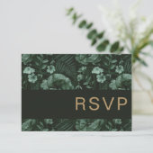 Chic Fleur Bouteille Vert Mariage RSVP Carte (Debout devant)