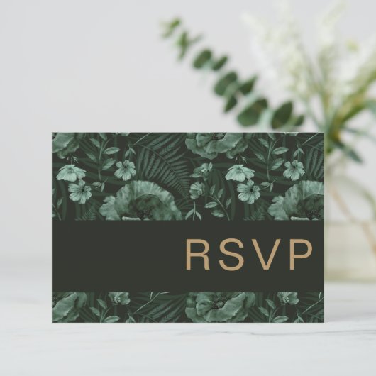 Chic Fleur Bouteille Vert Mariage RSVP Carte (Debout devant)