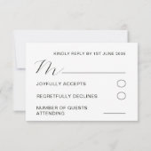 Chic Fleur Bouteille Vert Mariage RSVP Carte (Dos)