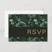 Chic Fleur Bouteille Vert Mariage RSVP Carte (Devant / Derrière)