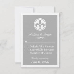 Chic Fleur De Lis Response Kaart, grijs RSVP Kaartje