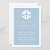 Chic Fleur De Lis Wedding Invite, blauw Kaart (Voorkant / Achterkant)
