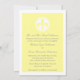 Chic Fleur De Lis Wedding Invite, geel Kaart