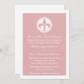 Chic Fleur De Lis Wedding Invite, Roze Kaart (Voorkant / Achterkant)