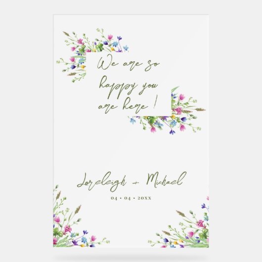 Chic Fleur sauvage Boho Script Grand panneau Maria (Recto)