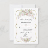 Chic Fleurs blanches Gold Frame Wedding RSVP (Devant)