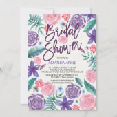 Chic Fleurs d'aquarelle Invitation de douche nupti (Devant)