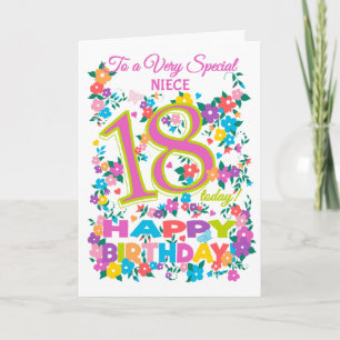 Chic Floral 18e verjaardag voor nichtje Kaart