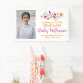  Chic Floral Afstuderen Foto Graduation Party Spandoek (Insitu)