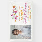  Chic Floral Afstuderen Foto Graduation Party Spandoek (Verticaal)