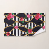 Chic Floral and Rope Pattern with Bold Stripes (Serviette à main)