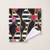 Chic Floral and Rope Pattern with Bold Stripes Bad Handdoek (Wasdoekje)
