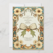 Chic  Floral Art Nouveau bruiloft Kaart (Voorkant)