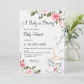 Chic Floral Baby brasse Baby shower Invitation (Debout devant)
