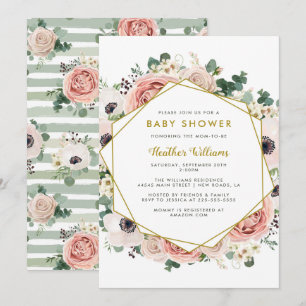Chic Floral Baby Shower-uitnodigingen Kaart