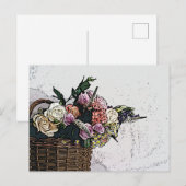 Chic Floral Basket of Flowers Art Briefkaart (Voorkant / Achterkant)